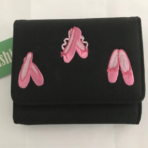 Ballerina Wallet Embroidered Pink Ballet Slippers - Picture 1 of 4